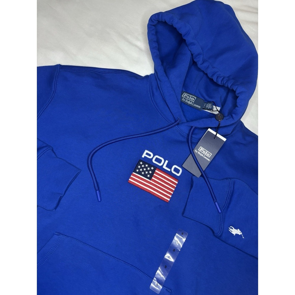 Polo by Ralph Lauren Men's USA American Flag Fleece Hoodie Small Color Blue NWT